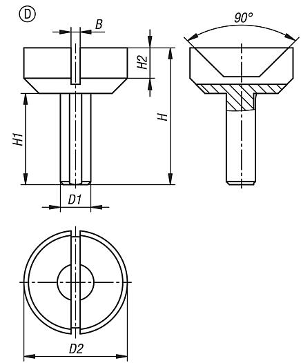 Puntas de acero para contrapuntas con altura de punta 12 mm, forma CD, punta hueca, aplanada